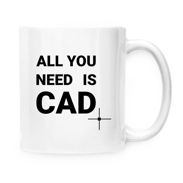 Hrnček malý biely s potlačou ALL YOU NEED IS CAD (hrnek)